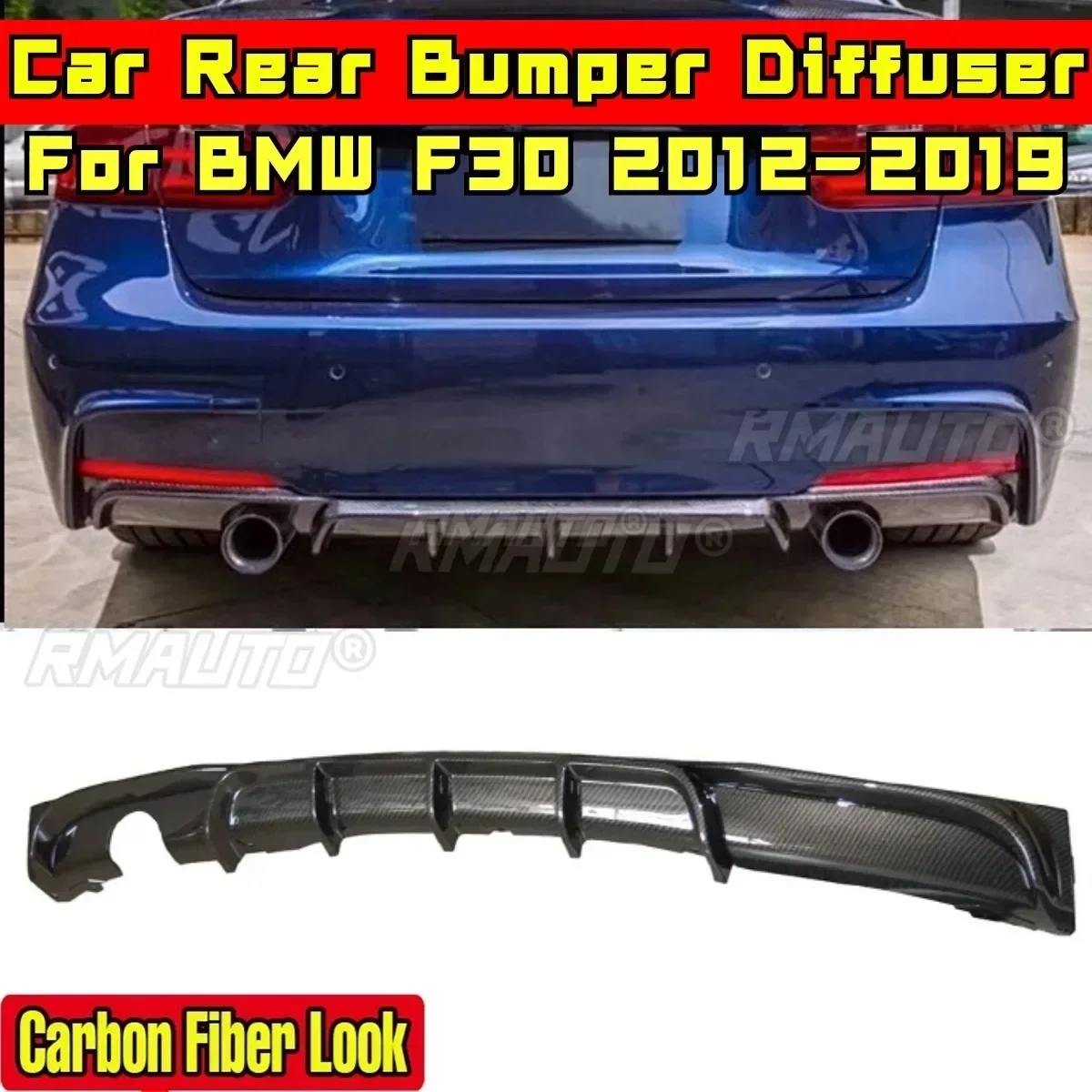 F30 Rear Bumper Lip Carbon Fiber Look MP Style Rear Bumper Guard Splitter Body Kit For BMW F30 2012-2019 Car Accessories