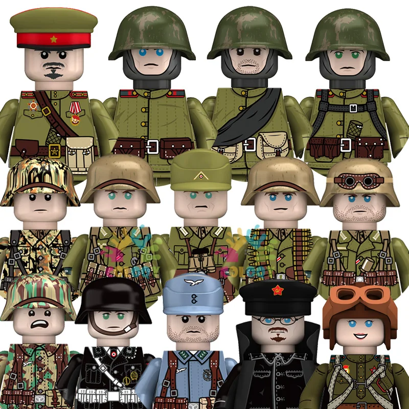 New Kids Toys WW2 Military Army Building Blocks Soviet Germany Soldiers Mini Action Figures Medal Toys For Kids Christmas Gifts