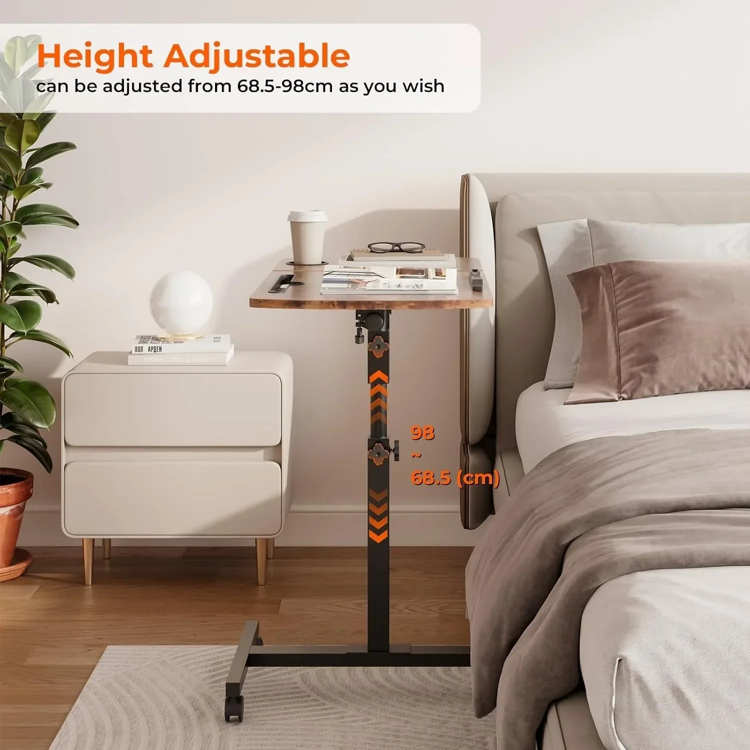 Height Adjustable Rolling Desk Over-bed Table Tilting Desktops Laptop Stands Escritorios De Habitación Office Design Furniture
