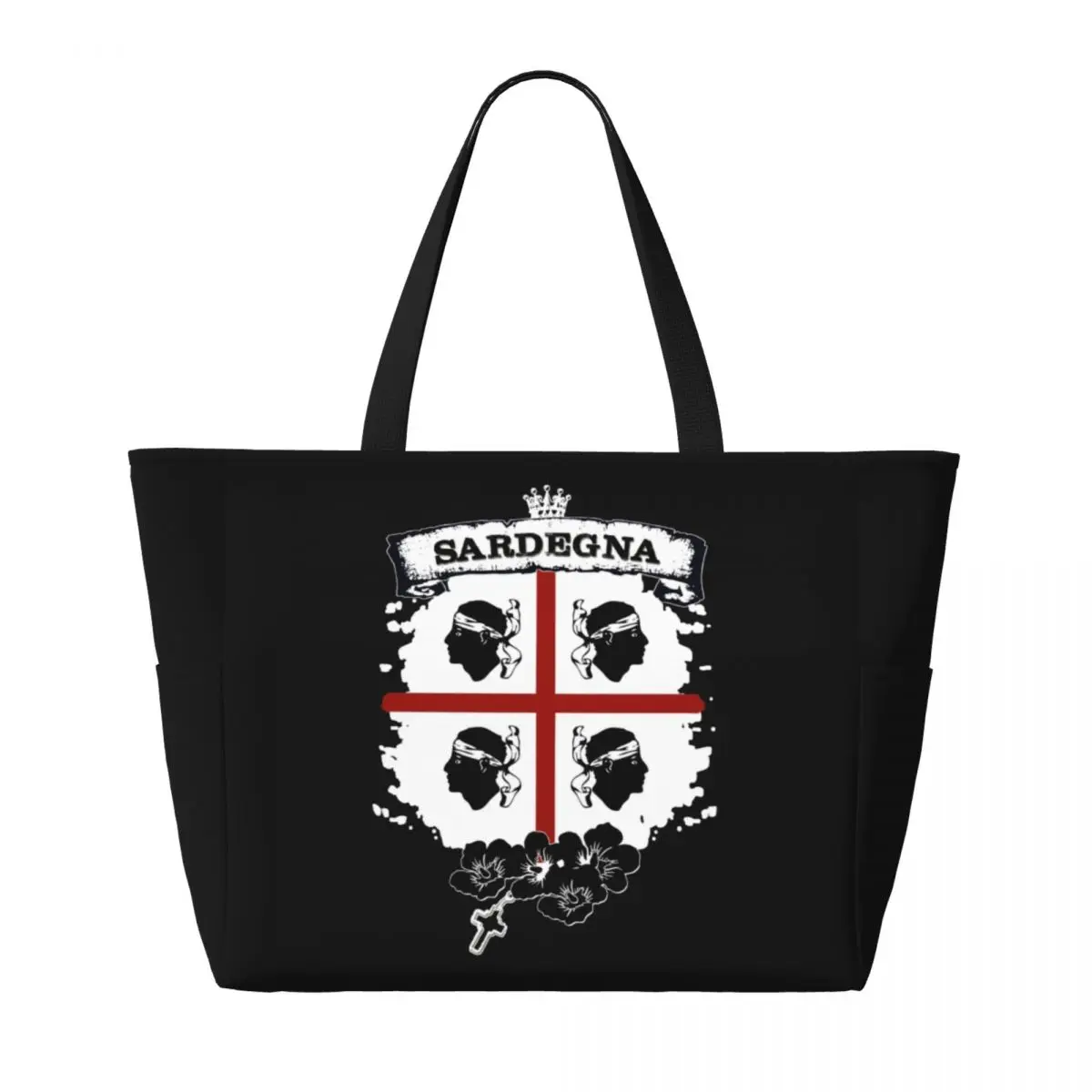 Custom Sardinia Flag Four Moors Tote Bag Women Big Capacity Italy Sardegna Coat of Arms Beach Gym Travel Bags