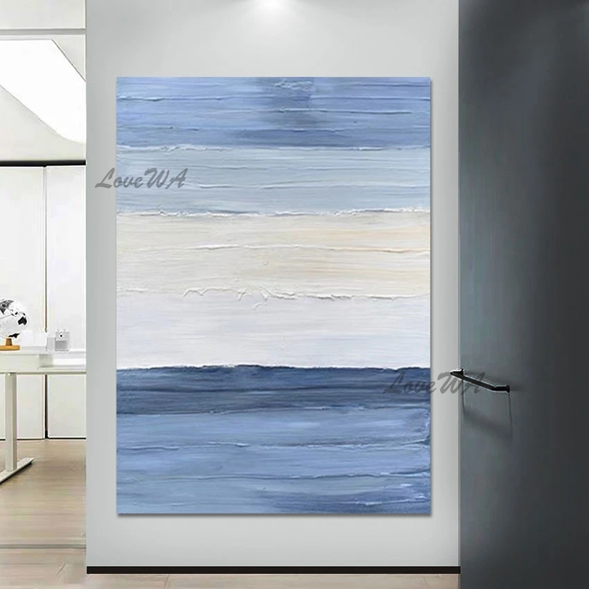

Palette Knife Painting Simple Art 3d Picture Beautiful Scenery Hand Drawing Frameless White Blue Acrylic Abstract ​Artwork