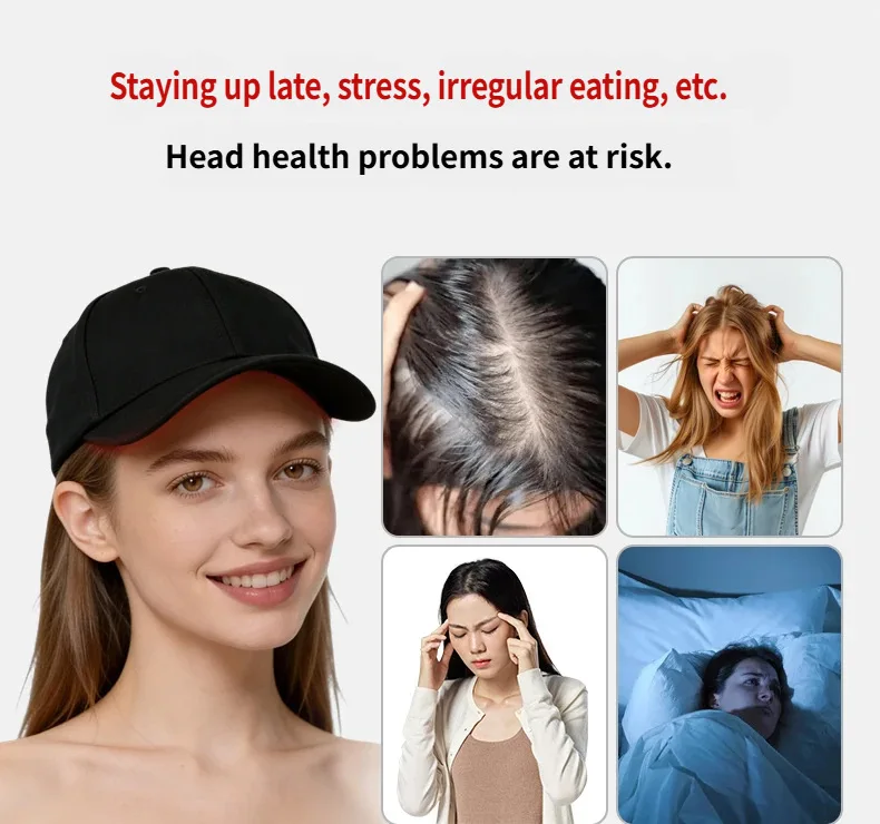 Red Light Therapy Hat Near Infrared LED Treatment Cap for Hair Growth Head Relaxation Scalp Relief Prevention Loss Device