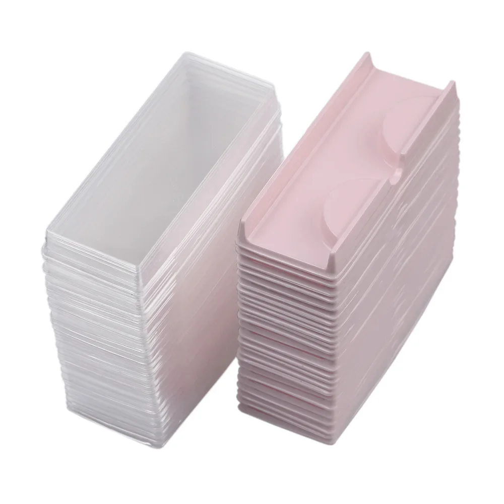 New Lashes Packing Box Eyelashes Boxes Plastic Lid Beige Pink White Clear Trays Eye Lash Tray Eyelashes Display Box 50pcs/lot