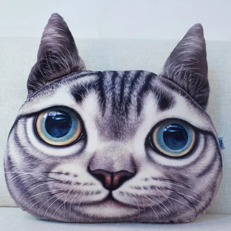 38x48 cm Duży rozmiar 3D Cute Cat Head Cushion Creative Cartoon Sofa Office Nap Pillow Zmywalna poduszka do siedzenia samochodowego — zdjęcie 3