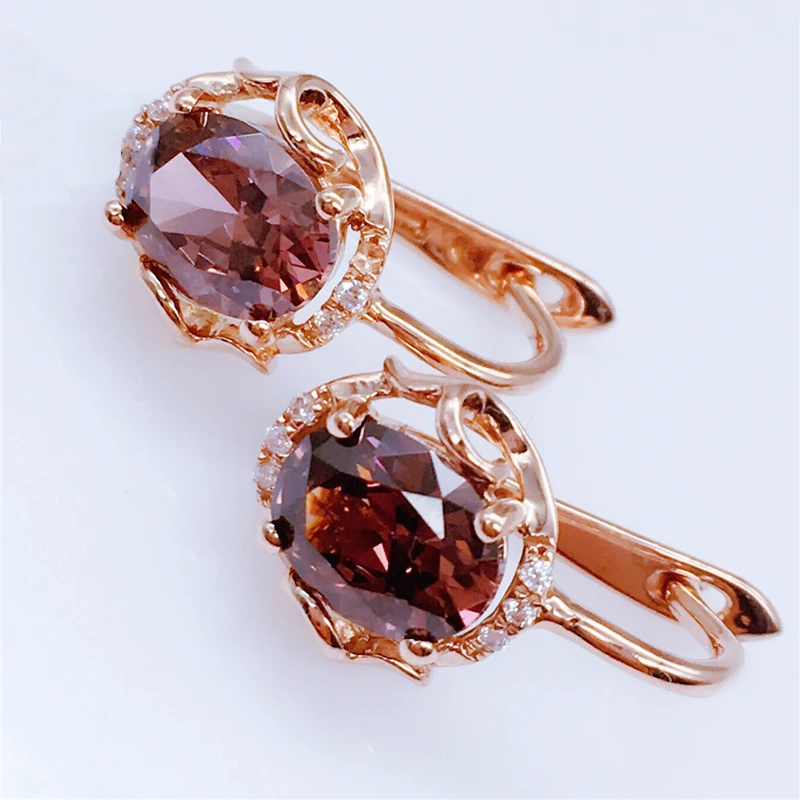 585 purple gold plated 14k rose gold vintage court style ruby earrings for women exquisite ear buckle jewelry send mom