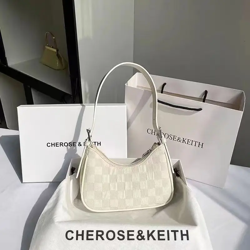 حقيبة نسائية عصرية جديدة على شكل هلال كريمي لعام 2025، حقيبة كتف مستطيلة راقية للخريف والشتاء، حقيبة تحت الإبط #2