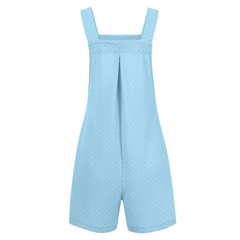 ホット Kf-レディース夏ノースリーブオーバーオールショーツ夏軽量カジュアルショートジャンプスーツ