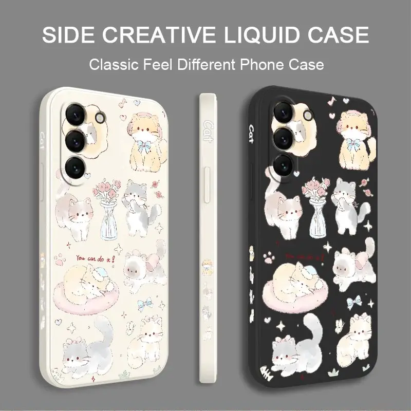جراب هاتف سيليكون لطيف من القط ، غطاء لهاتف S23 ، S23FE ، S23Plus ، S23Ultra ، S22Ultra ، S22Plus ، S24Plus ، S22 ، S20 ، S20FE ، S21 ، S21FE