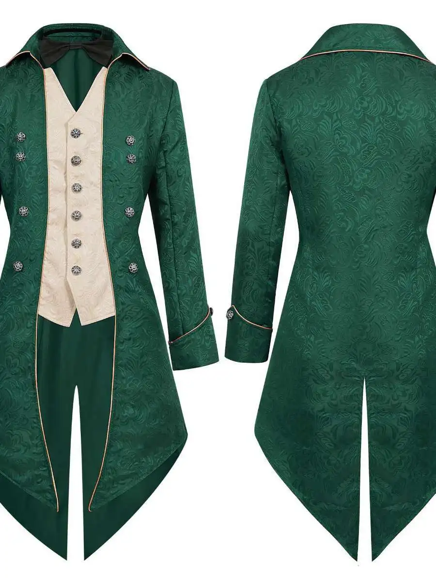 Loween – manteau de queue Punk mi-long pour hommes, Costume Par, Design rétro médiéval, tissu en Polyester, vêtements ethniques Faionable