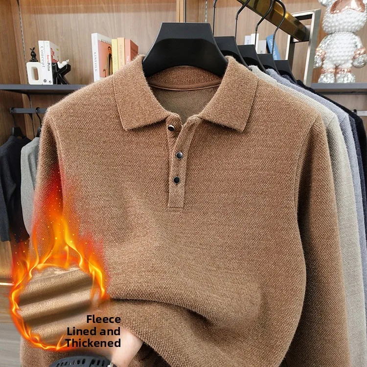 

Men's Fce Lined Knitted Ne Sweater Thi Warm Inner Wear Fce Winter Casual Sle Slim Fit Long Sve