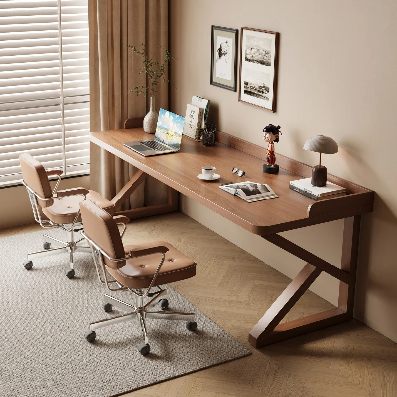 

All solid wood double desk, enclosed family long table, bedroom writing table