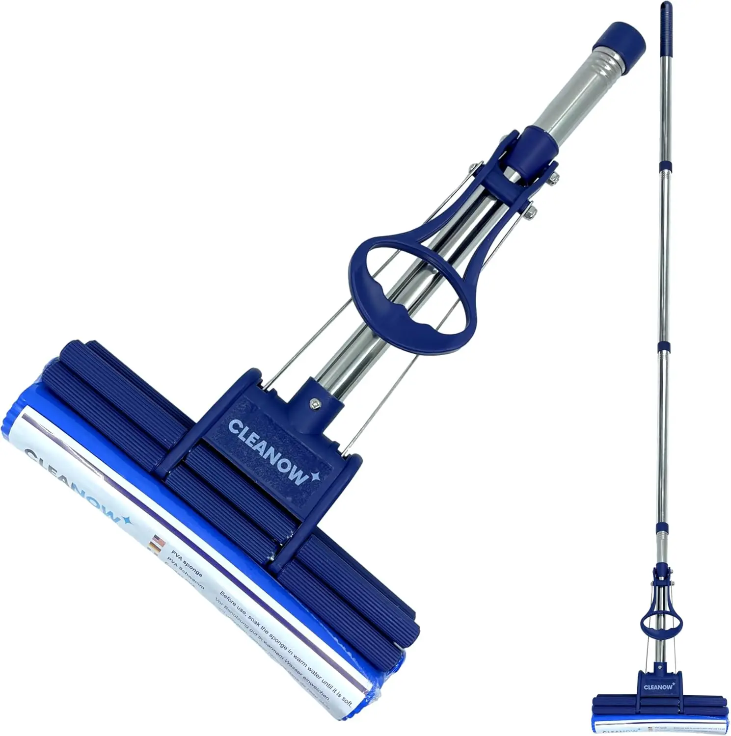 

Self-Wringing Floor Mop with PVA Sponge and Stainless Steel Handle for Quick, Dry Cleaning on Smooth Surfaces