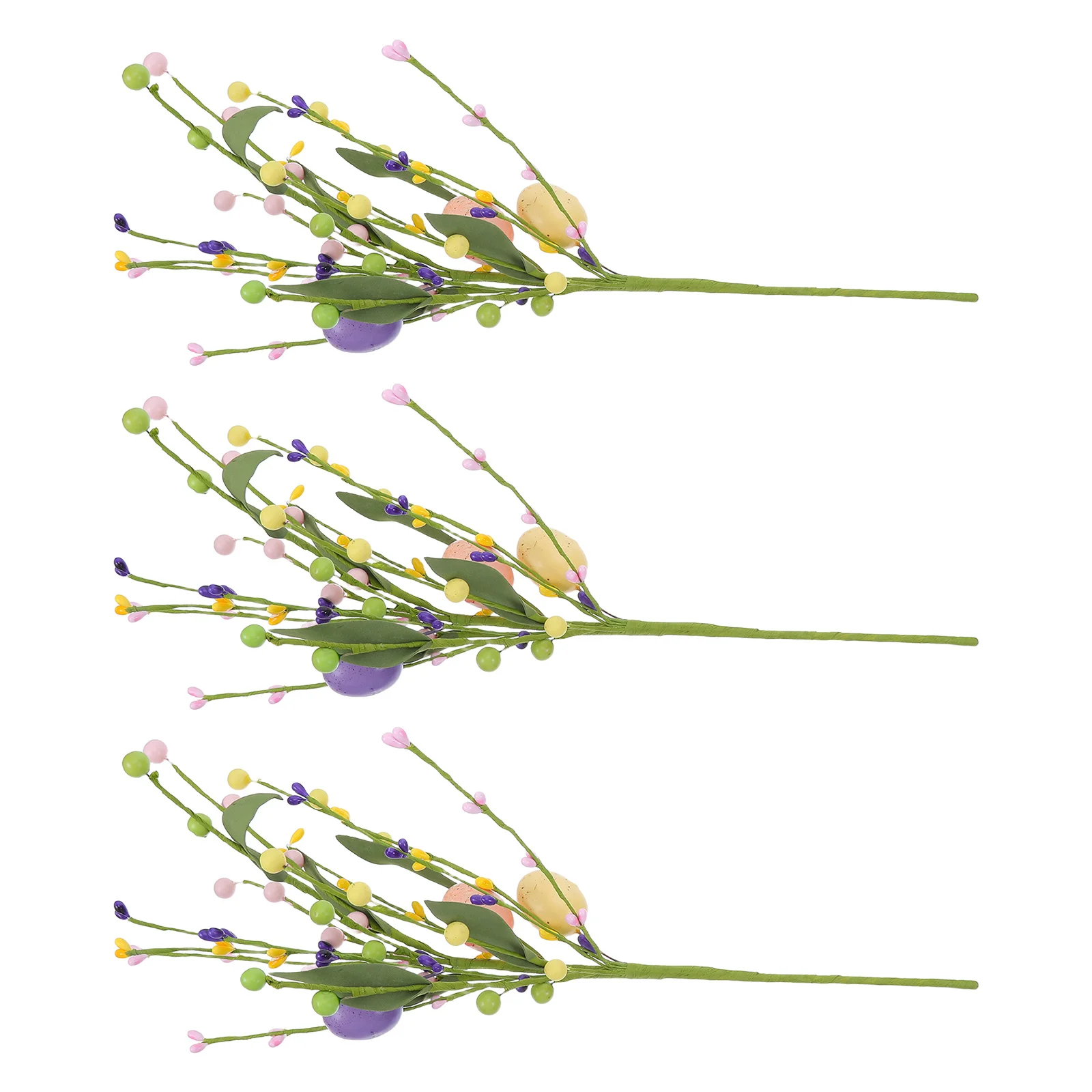

3Pcs Artificial Blossom Branch Fake Flower Stems with Colorful Eggs Spring Festival Decorations Faux Flower Picks for Country