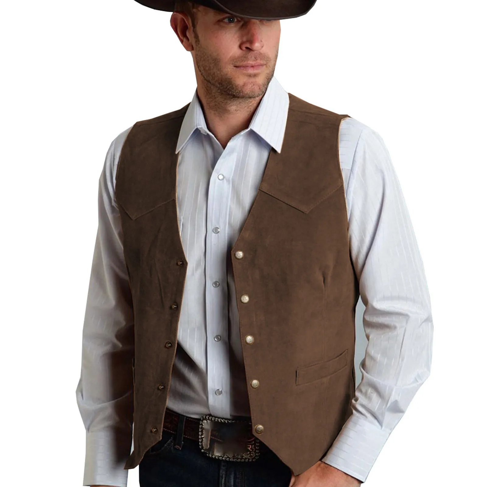 

Mens Sleeveless Suede Waistcoat Slim Fit Retro V Neck Vest Jackets Solid Color Business Single Breasted Male Clothing Outwear