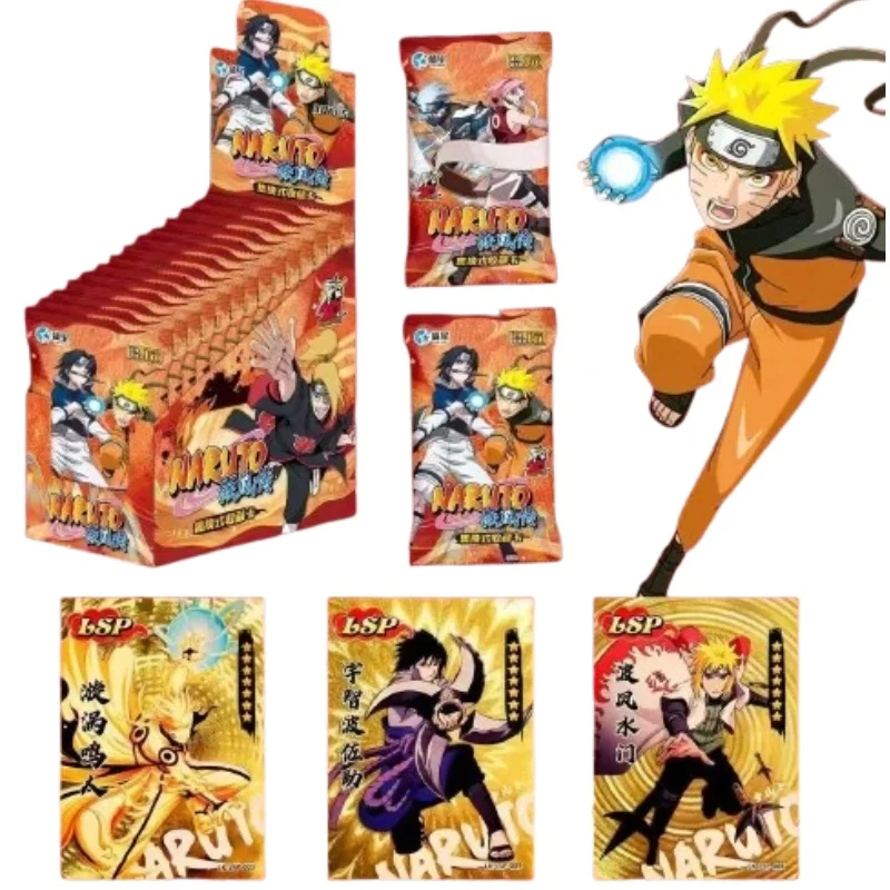 Naruto Shippuden Trading Card Full Box Blind Packs Uzumaki Naruto Nine Tails Gold Foil Rare Shiny Anime Collection Game Cards