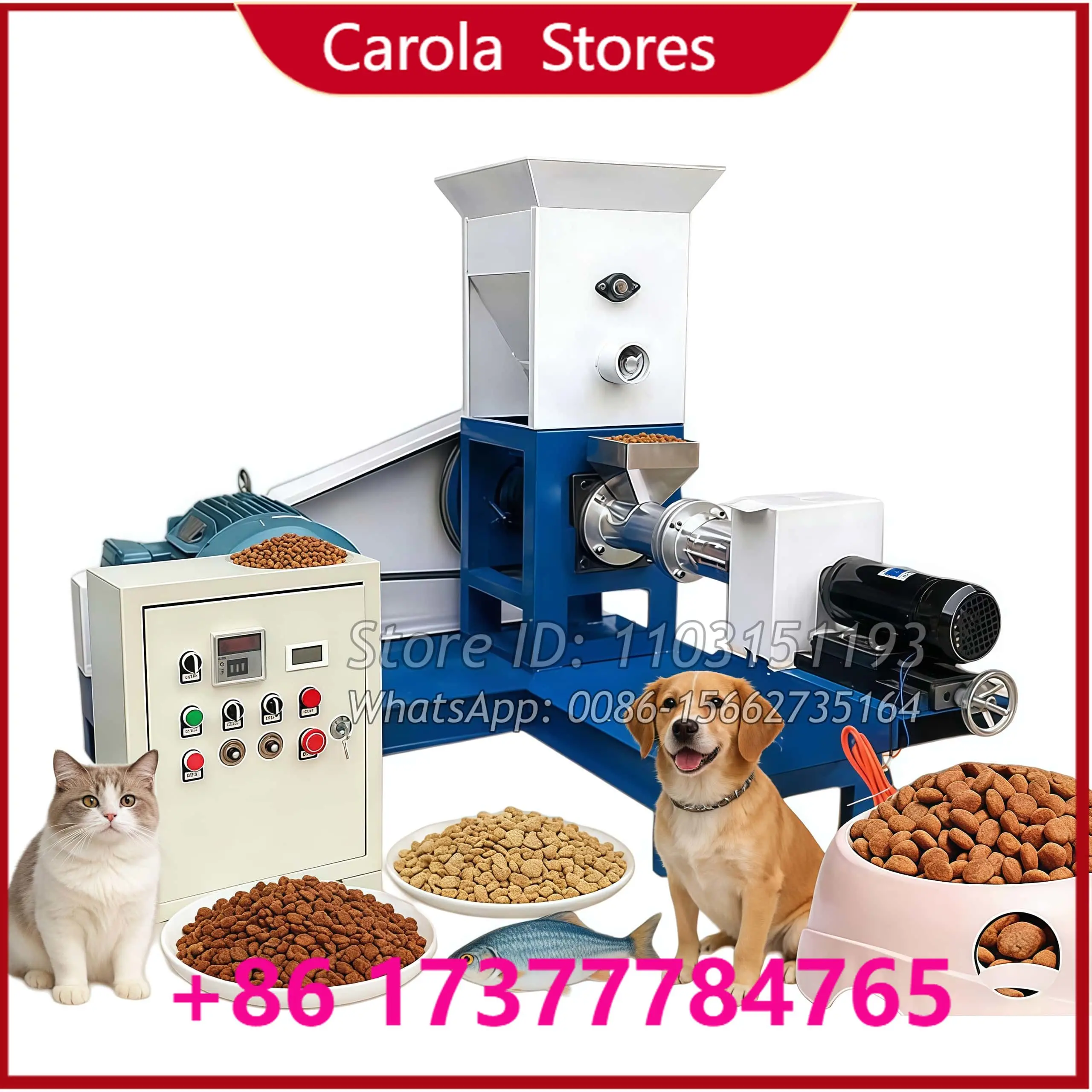 Automatic 100-150 KG/H Dog Cat Rabbit Pet Treat Food Making Machine Fish Feed Mill Pellet Extruder Floating Feed Pellet Machine