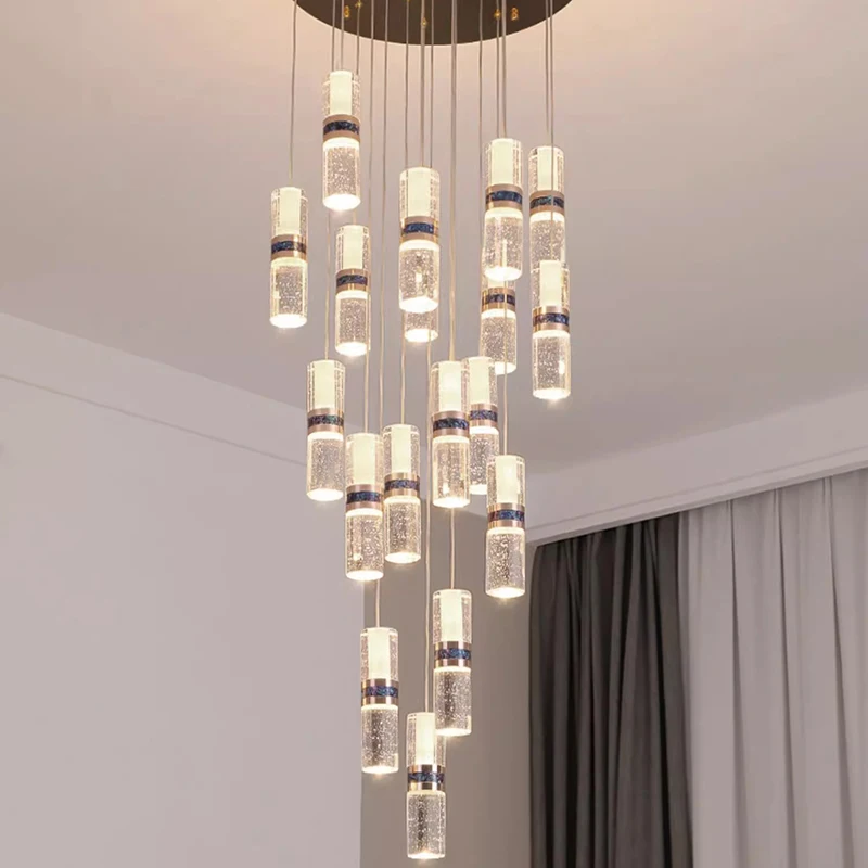 

LED Home Decoration Chandelier Luxury Living Room Staircase Villa Lighting Modern Ceiling Chandelier Luster Crystal Pendant Lamp