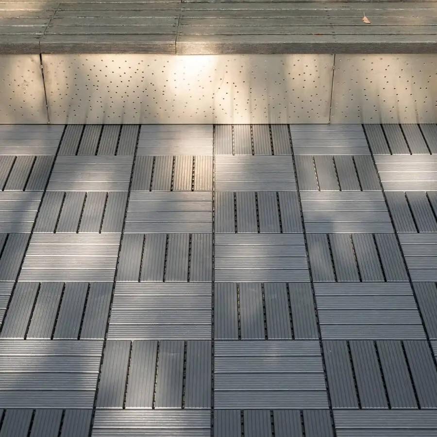 44-Pack Interlocking Patio Deck Tiles (12x12 Inch) - Waterproof Outdoor Flooring For Deck, Pool & Patio - Easy Snap Installation, Slip-Resistant(Grey/Brown)