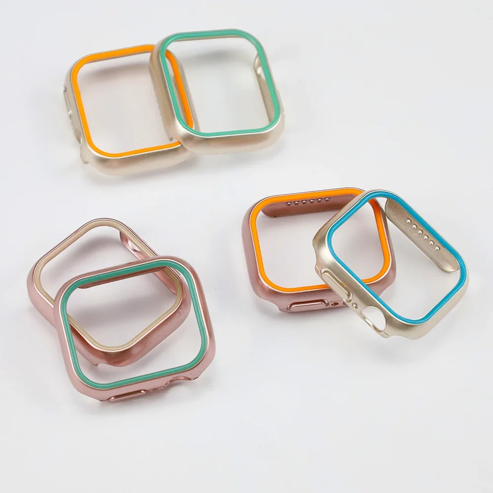 Funda luminosa para Apple Watch Series 9, 8, 7, 6, SE 5, sin película de pantalla, cubierta protectora de parachoques de PC duro para iWatch, 45mm, 44mm, 41mm, 40mm