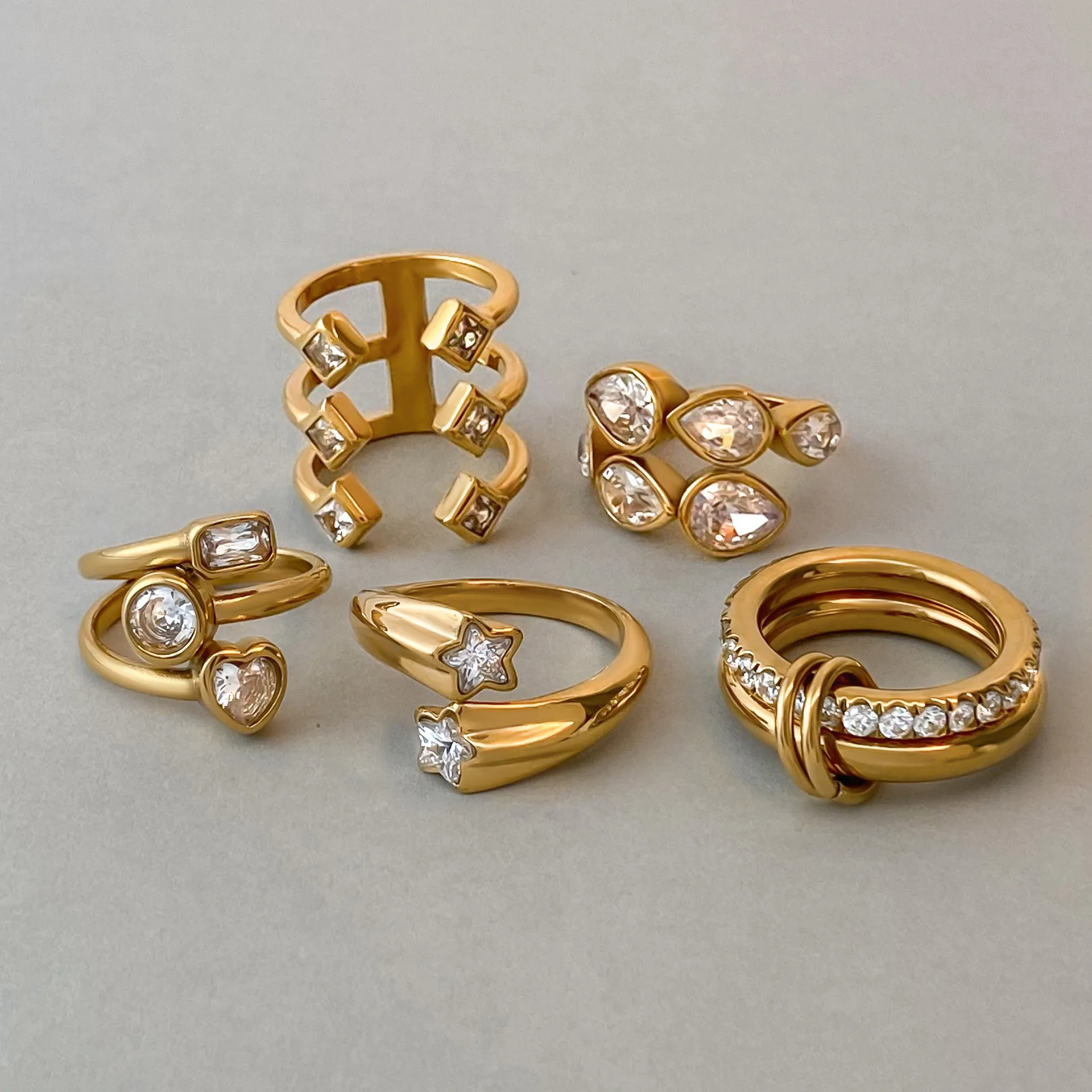 

Кольцо из нержавеющей стали из титановой стали, женское невыцветающее кольцо с цирконом, модные ювелирные изделия, трансграничное маленькое кольцо