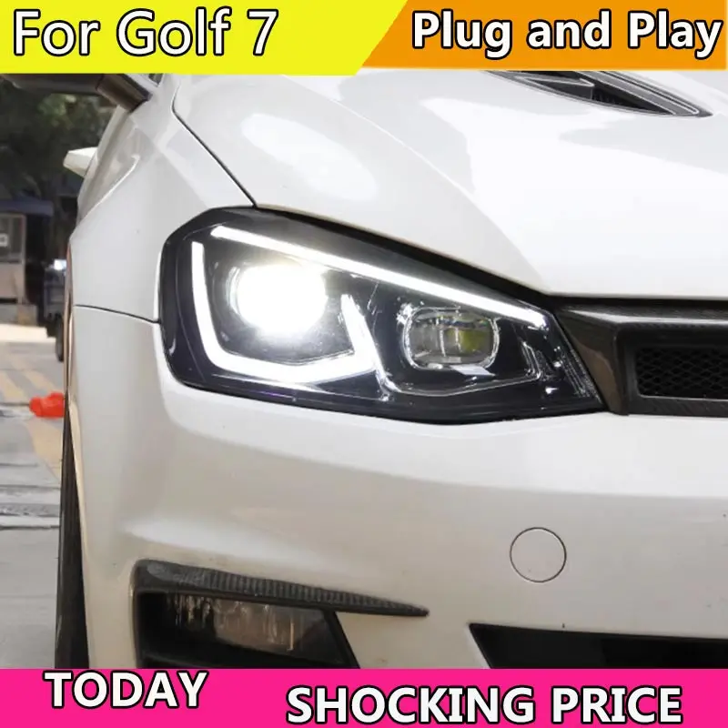 

Автомобильные фары для Golf 7 2013-2017 Golf7 MK7 светодиодный, автомобильная фара в сборе, обновленная конструкция Golf 8, бифокальные линзы, сигнальные лампы, аксессуары