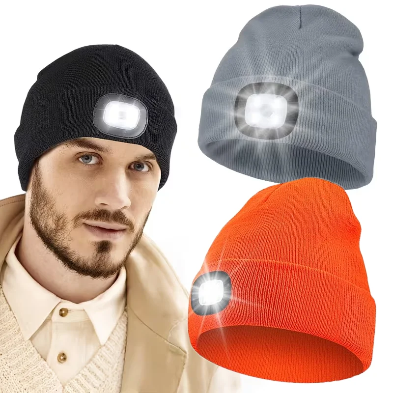 

Шапка со светодиодной подсветкой, перезаряжаемая от USB светодиодная шапка-шапка с налобным фонарем без помощи рук для ночных прогулок, рыбалки, кемпинга, охоты, пешего туризма