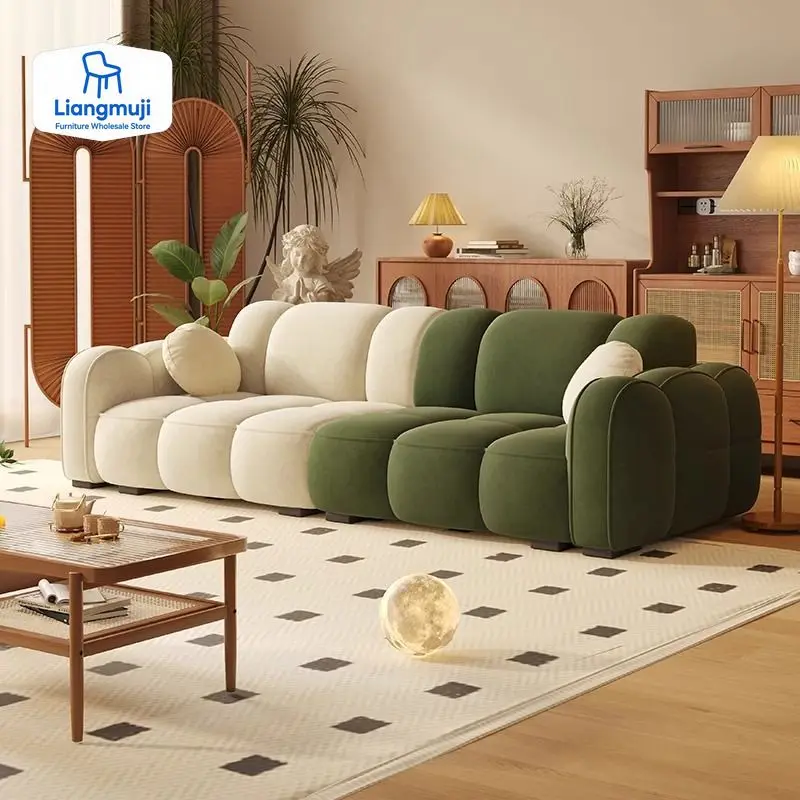 

Nordic Modern Designer Sofa Living Room Wooden Floor Lounge Sofa Cloud 3 Seater Divano Da Soggiorno Small Spaces Furniture