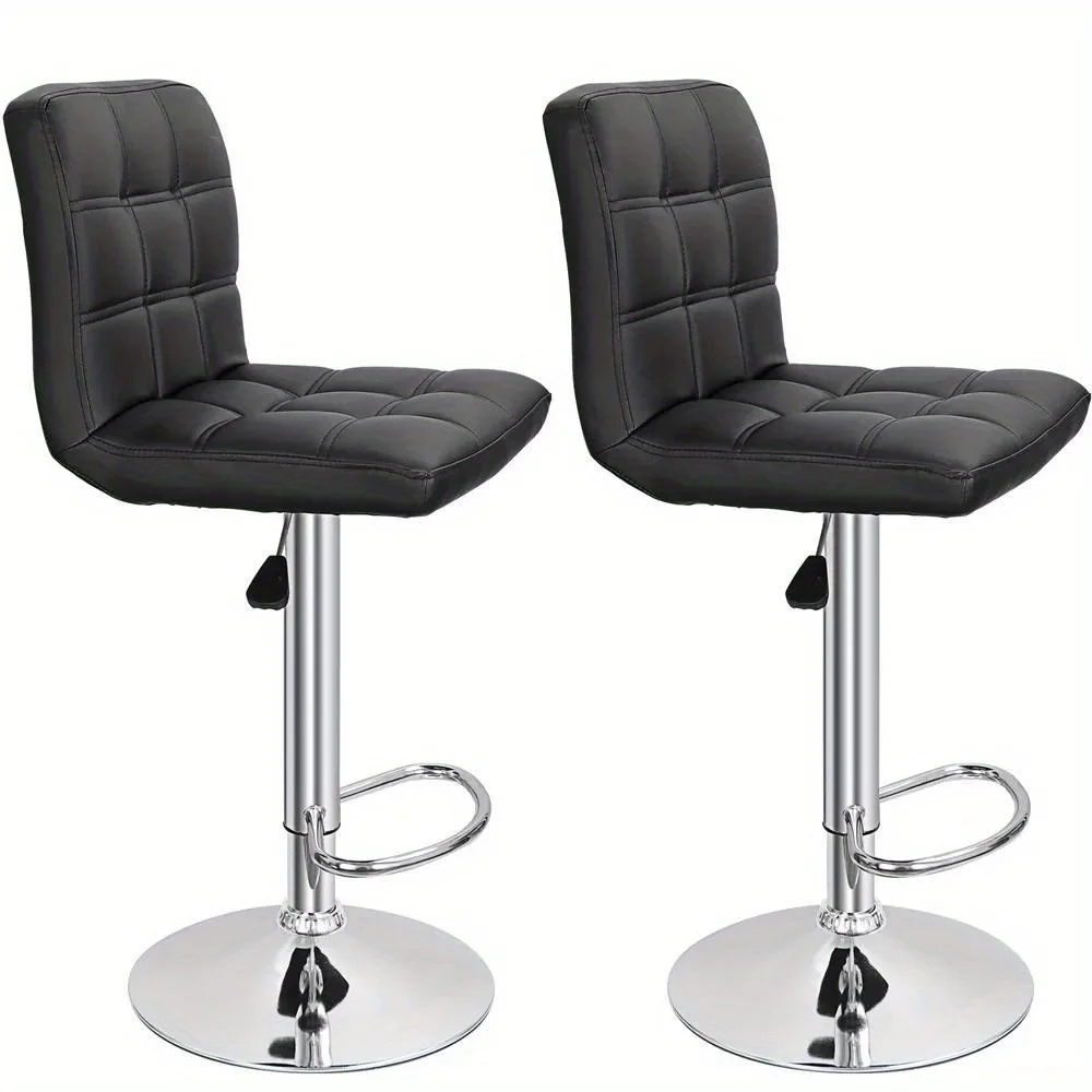 2/4 Pack Adjustable Bar Stools PU Leather Modern Dinning Chair with Back Indoor