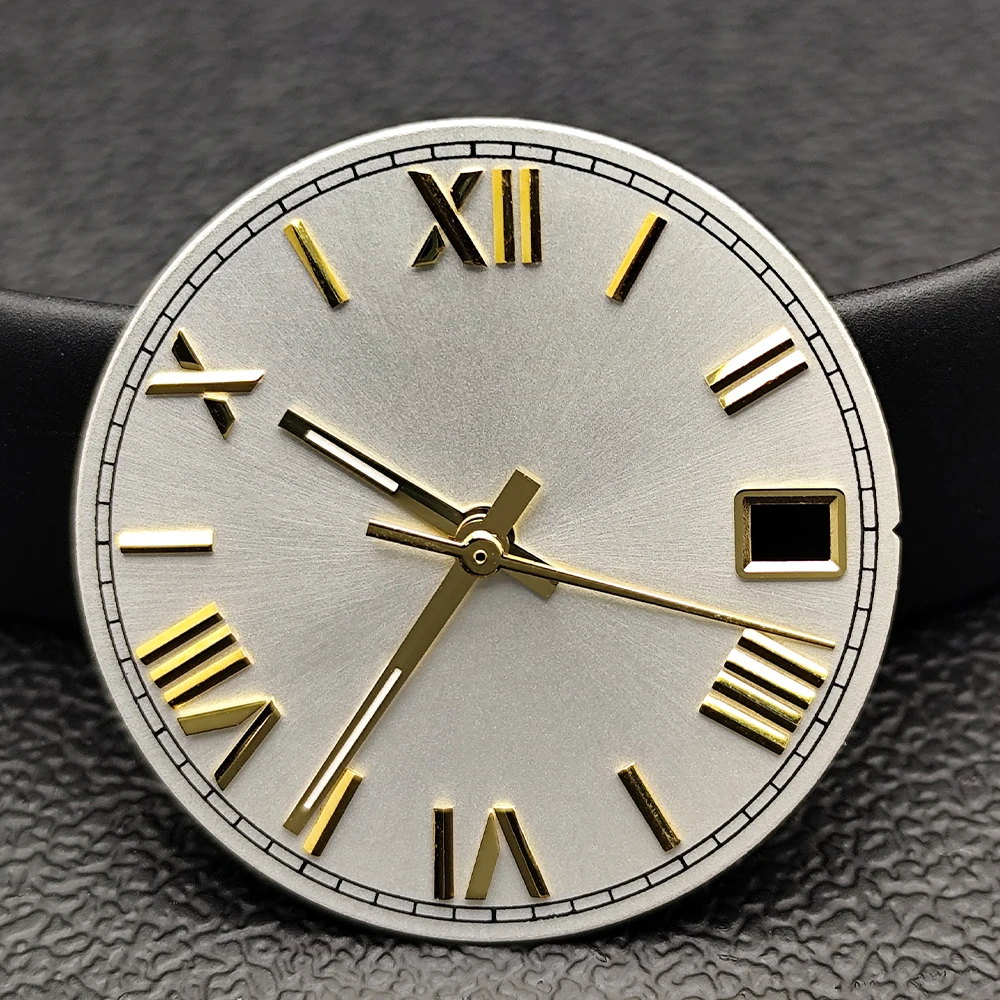 28.5mm Dial Green Luminous NH35 Dial Fit for NH35 NH36 Movement Watch Accessories Replaceable Watch Parts NH35 Silver Hands Dial image 2