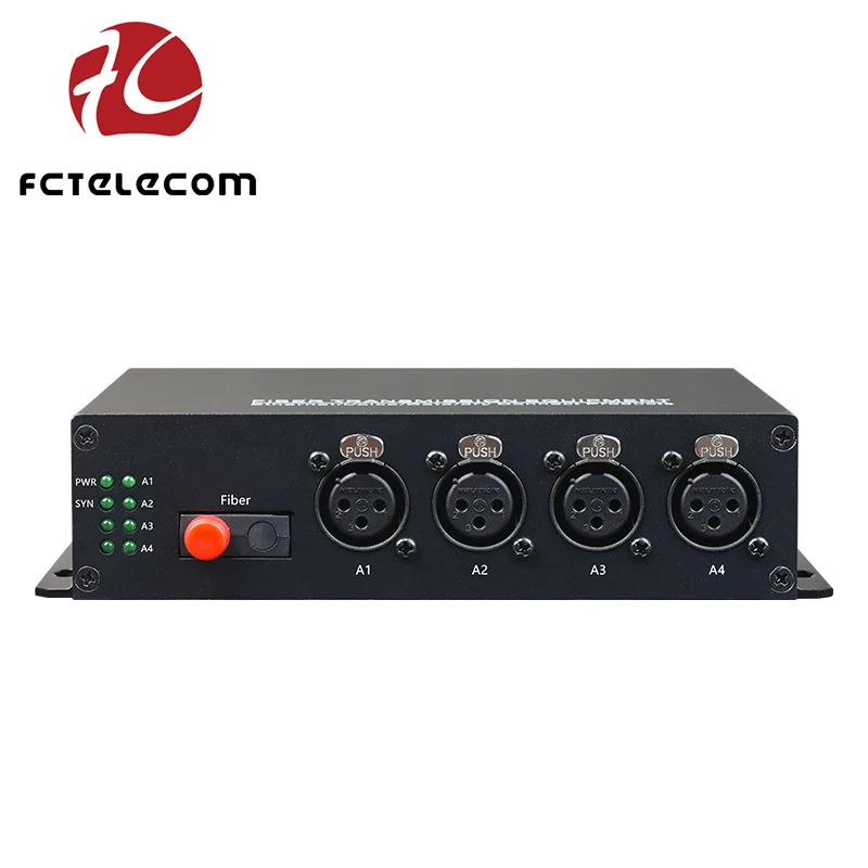 Desktop Size 4 Channel XLR  Over Fiber Broadcast Audio Transmitters  and Receiver,  40ohm 24bits Sampling Audio to Fiber