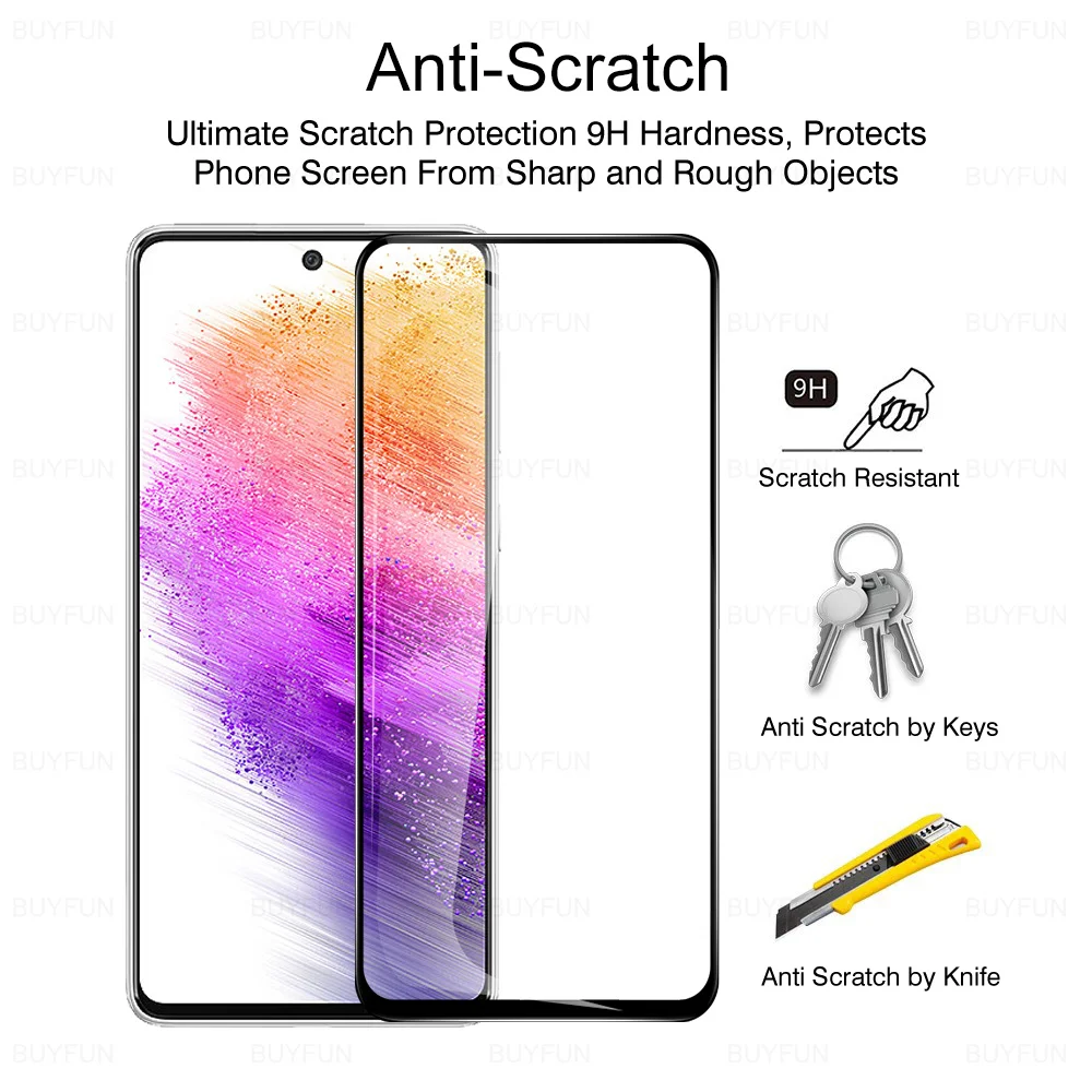 2PCS เต็ม Cover กระจกนิรภัยสำหรับ Samsung Galaxy A73 5G 6.7 "Screen Protector สำหรับ Samsung A73 A 73 73A ป้องกันฟิล์ม