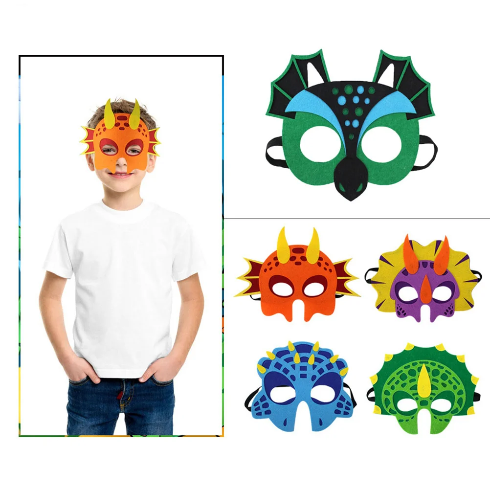 3PCS 공룡 파티 마스크 어린이를위한 파티 호의 장식 테마 파티 가장 무도회(스테고사우루스 + 트리케라톱스 + 유니콘)