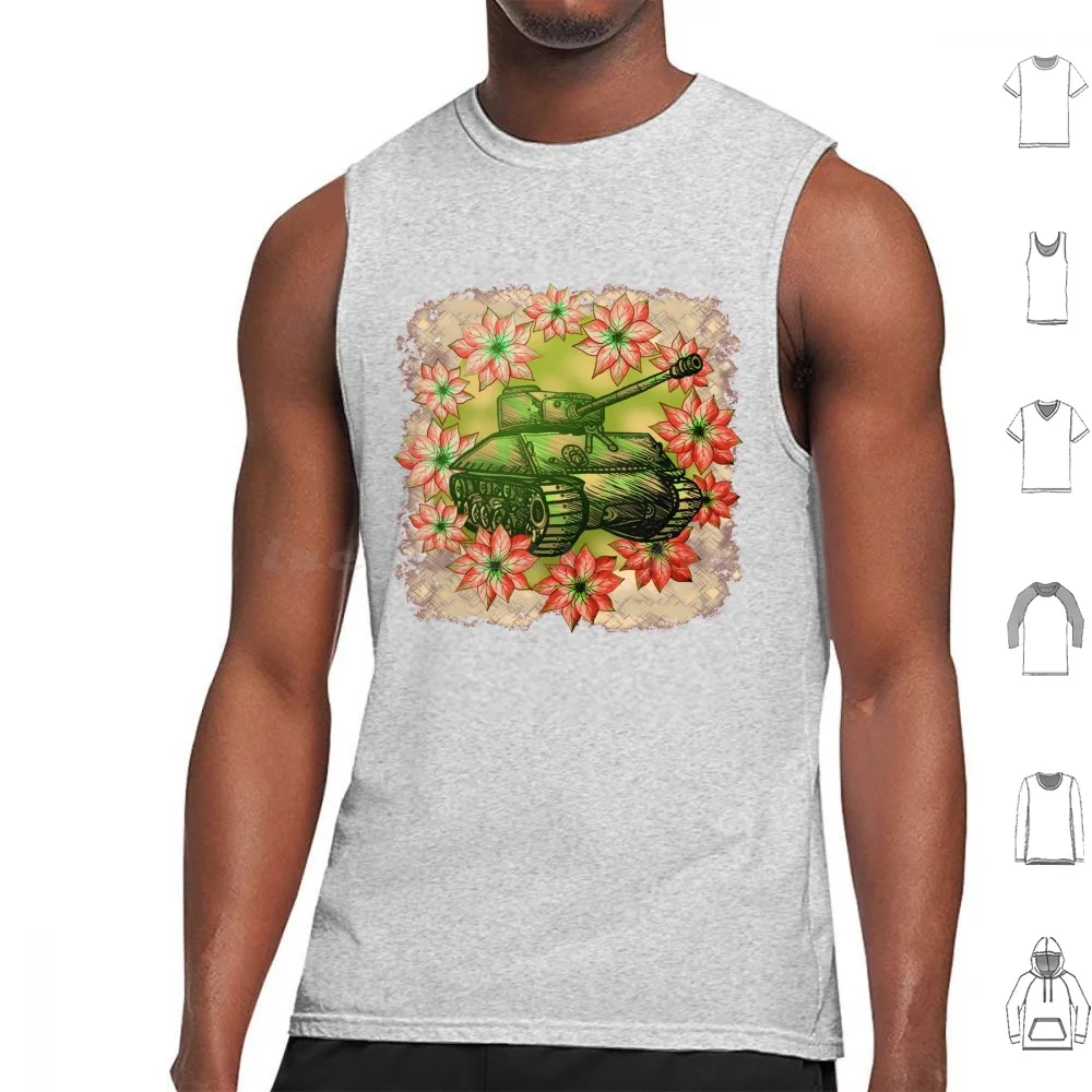 Tank Christmas Tank Tops Print Cotton Tank Army Army Tank Military Poinsettia Flower Occupations Jobs