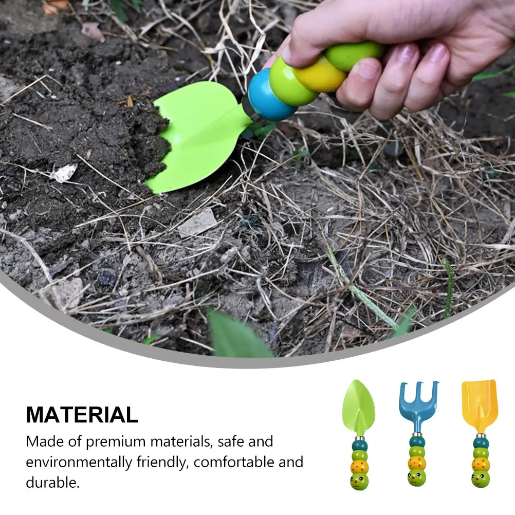 

3 Pcs/Set Children's Garden Tools Portable Beach Toy Gardening Toys Outdoor for Kids Sand Shovel Rake Abs Handle Soil Playing
