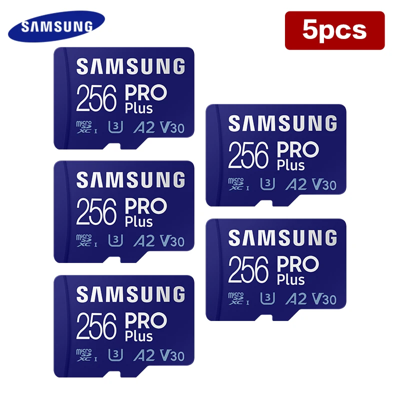 Original SAMSUNG PRO Plus Micro SD Card 256GB MicroSDXC 128GB V30 A2 TF Card UHS-I Memory Card 5pcs 10pcs Micro SD With Adapter