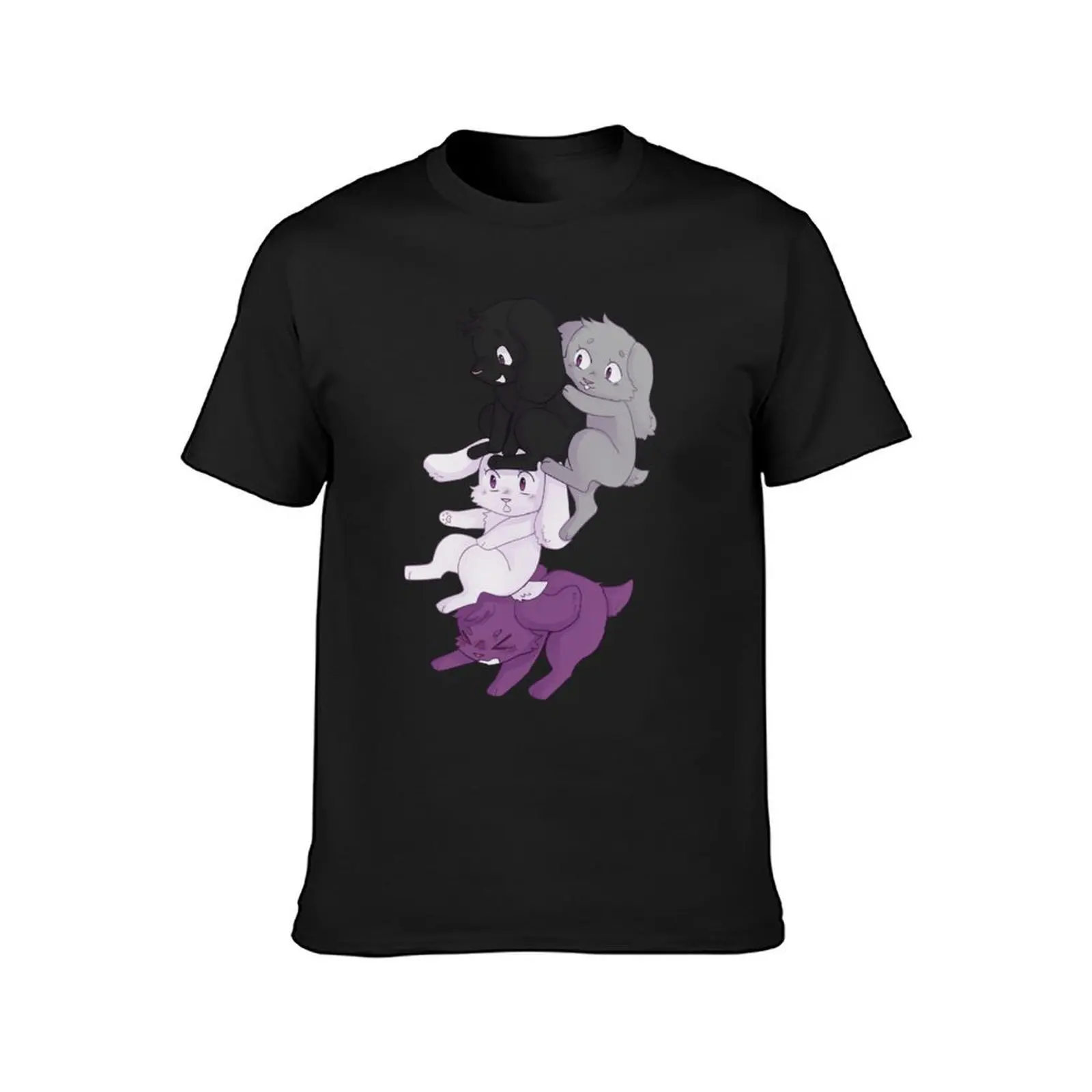 Asexual flag incognito bunnies, cute pride bunnies T-Shirt graphics sports fans oversized summer tops t shirts for men pack