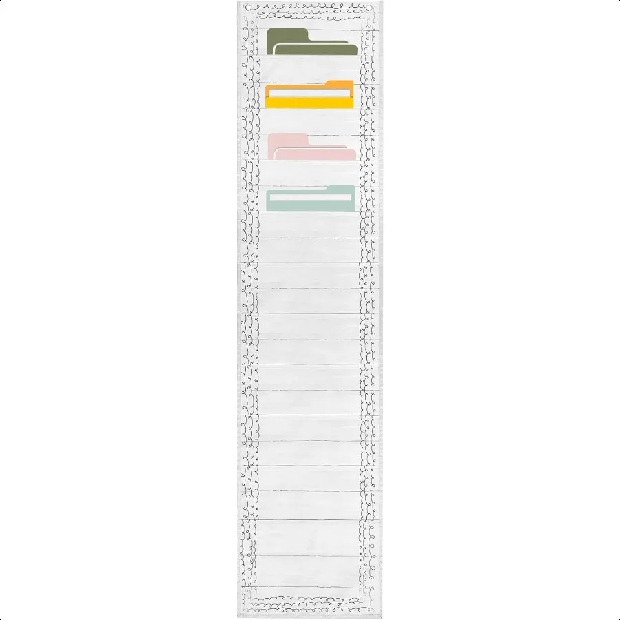 

10 Pockets Wall Hanging File Folders File Storage Pocket Chart for Classroom Hanging Wall Organizer with 2 Over The Door Hanger