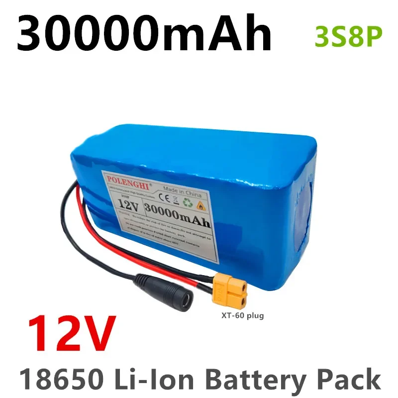

POLENGHI High quality XT-60 plug 3S8P 12V 30000mAh 18650 Li-Ion Battery Pack