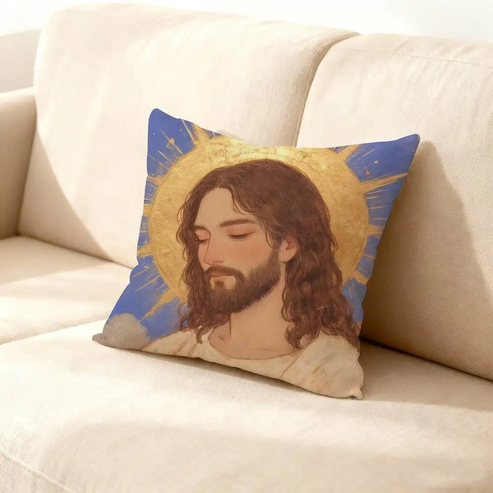 

Jesus Pillow Case For Sofa Decor Car Office Room Printing Cushion Cover Decorations and Protector