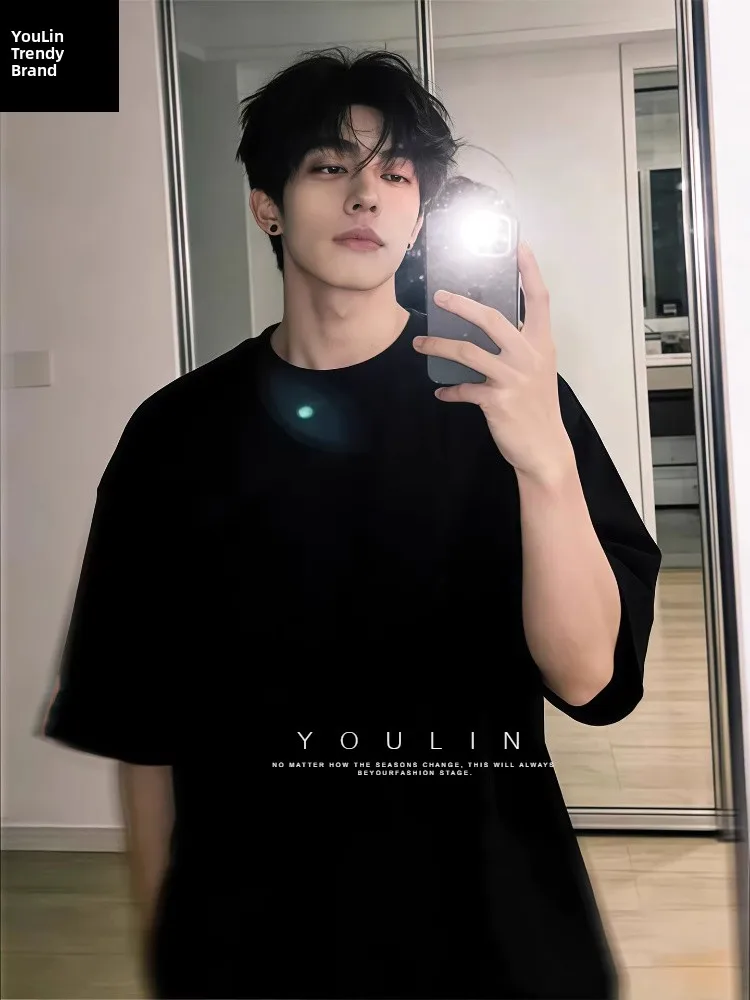 

Мужская футболка Bla Heavyweight из чистого хлопка с коротким рукавом, летняя, базовая, нейтральная, для ношения под одеждой, с рукавом до локтя