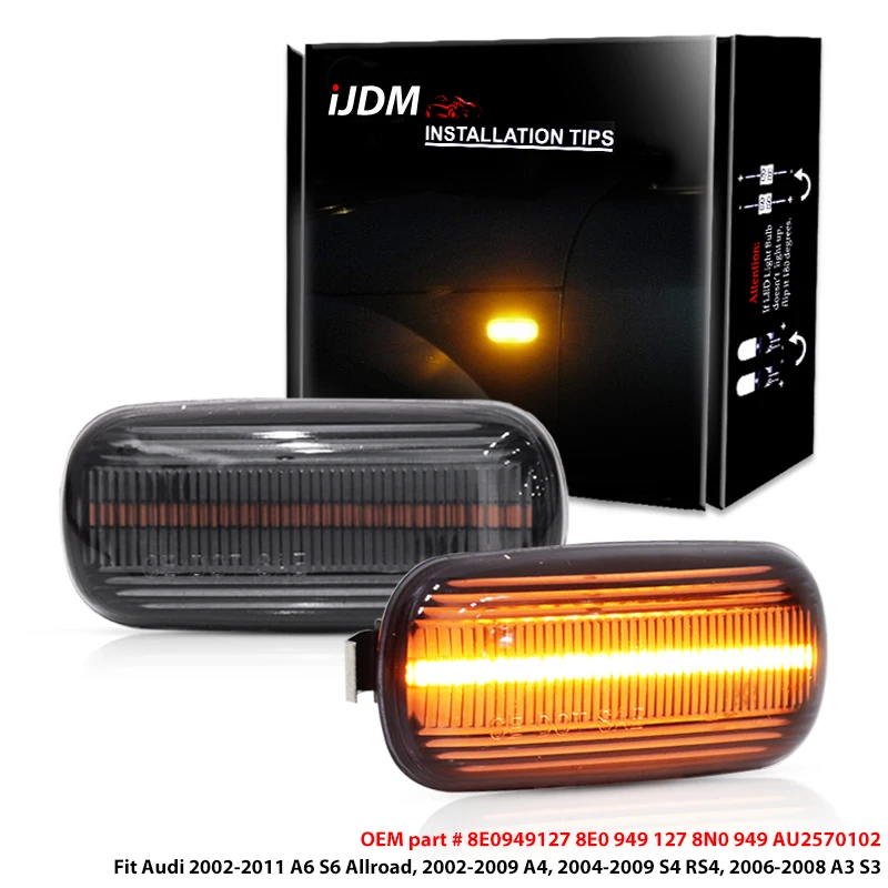 

iJDM Amber yellow LED Front Fender Side Marker Light For Audi A3 S3 8P A4 S4 RS4 B6 B7 B8 A6 S6 RS6 C5 C7 Turn Signal Light