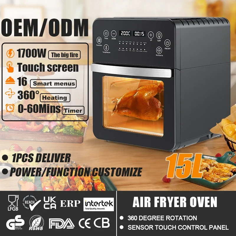 8L 10L 12L 15L Small Large Capacity Digital Electric Air Fryer Hot Without Oil Freidora de aire OEM