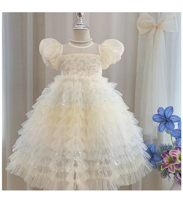 

New Baby Summer Girls Boutique Sequined FlowerTutu Dress, Princess Kids Fashion Party Dresses 2-6 T