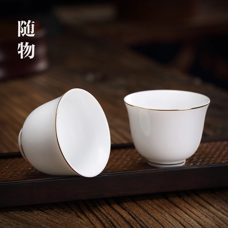 White Porcelain Drinking Small Ceramic Kung Fu Set Individual Owner Single Tea Cup