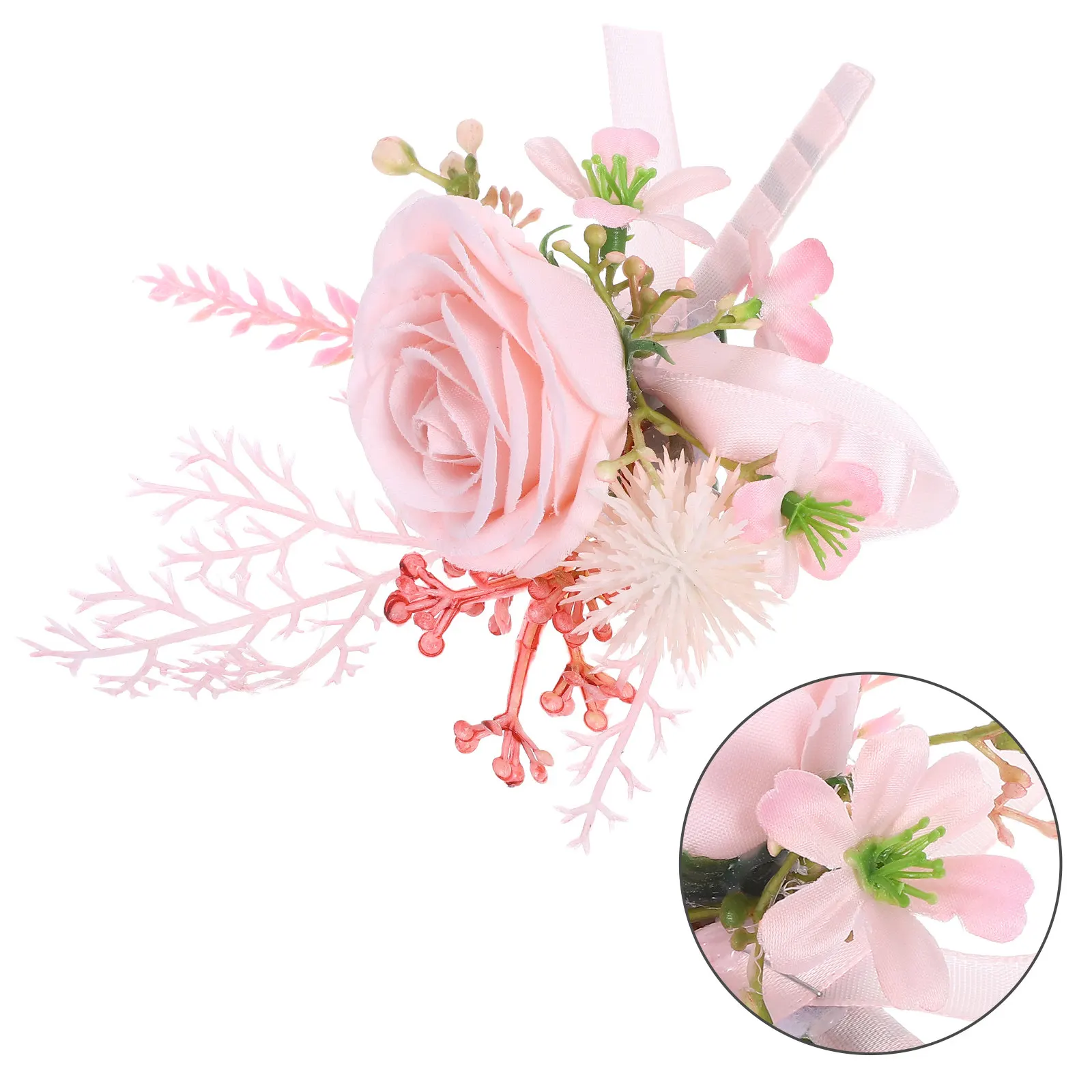 Elegant Pink Wedding Chest Flower Boutonniere for Men Artificial Tulip Rose Design Comfortable Lightweight Versatile Groom