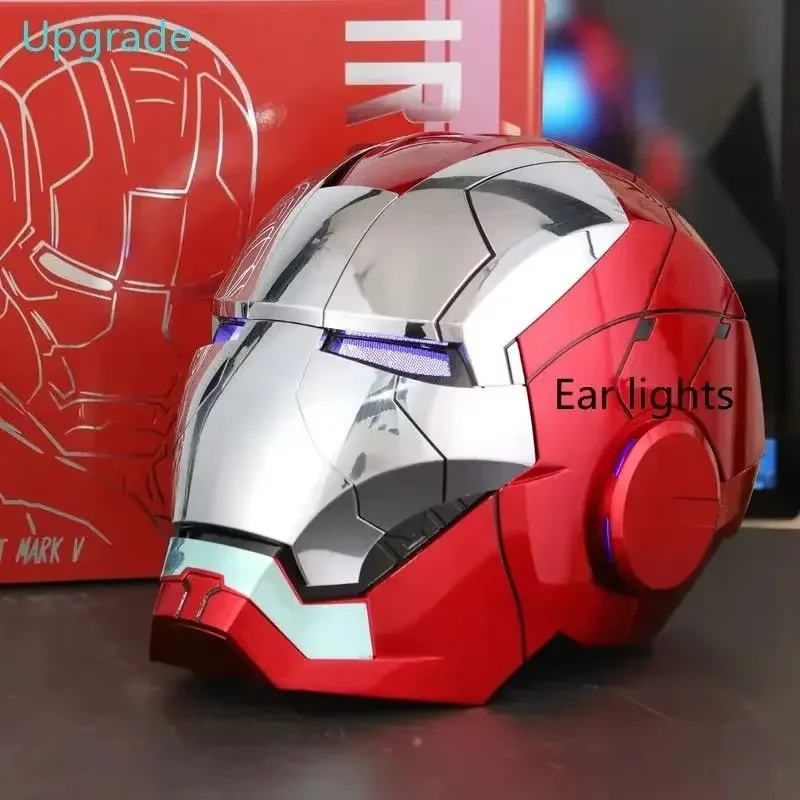 MK5 Iron Man Helmet LED Eyes 1/1 Cosplay Voice Control Avengers Metal Mask Electric Voice Control Helmet Christmas Gift Boy Toys