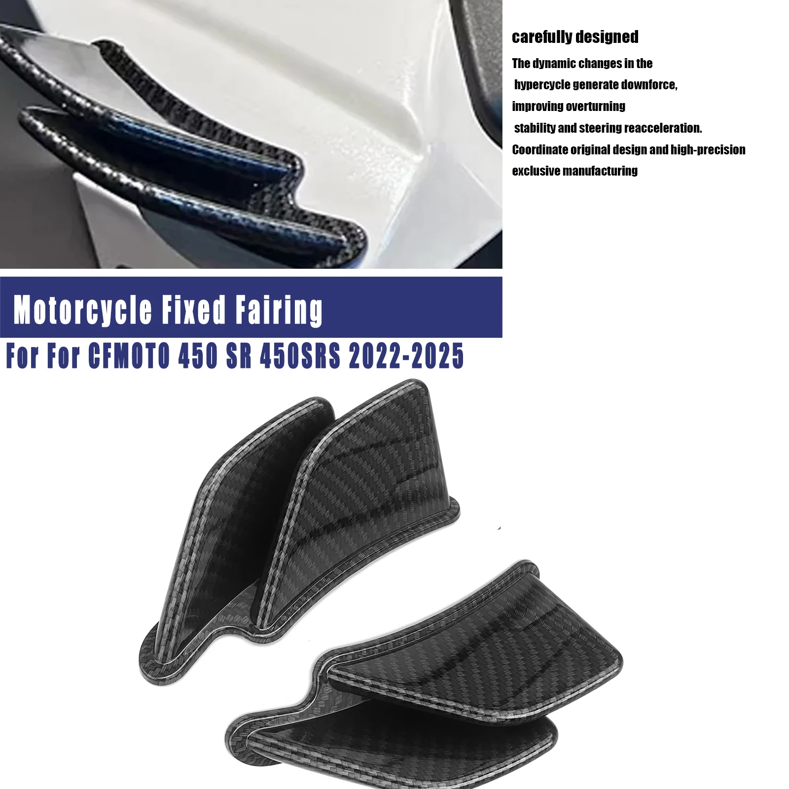 For CFMOTO 450-SRS 450SR/450-SRS 2022-2025 Motorcycle Parts Winglet Tail Downforce Naked Spoiler Fixed Fairing Wing Deflec