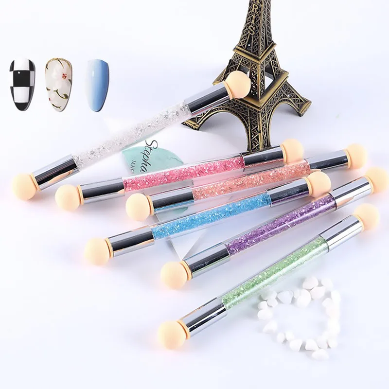 スポンジヘッド交換用ネイルカラーグラデーションブラシグリッターアートジェルポリッシュパウダードットペンマニキュアツール用 ZJS05