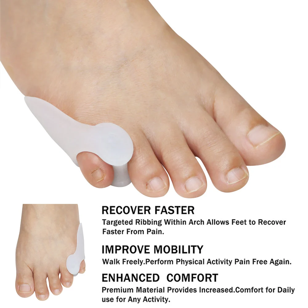 Pexmen 2/4/10Pcs Gel Pinky Bunion Corrector Little Toe Separator Bunionette Pads Toe for Pain Relief of Corn Callus and Blisters