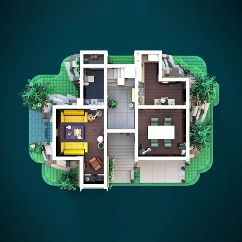 Bloques de construcción Moc, casa moderna, tecnología, ladrillos modulares, regalos de modelo, juguetes de Navidad, conjuntos DIY de montaje